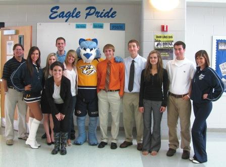 GCHS sports marketing students with Nashville Predators