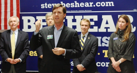L to R Gov Beshear, Bob Farmer, Adam Edelen, Todd Hollenbach, Alison Lundergan Grimes