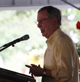 Senator Mitch McConnell at Fancy Farm - he enjoys going for the jugular.